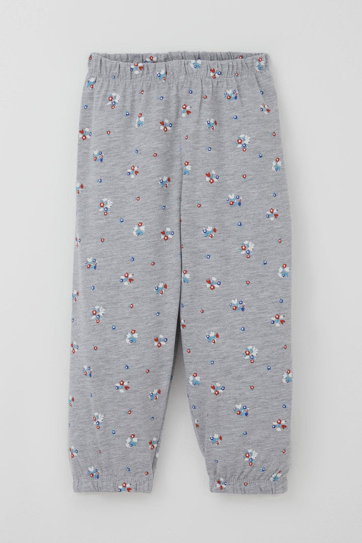 BRE Breeze Kız Bebek Pijama Takımı Renkli Çiçek Desenli 9 Ay-3 Yaş, Gri Melanj - Brixton