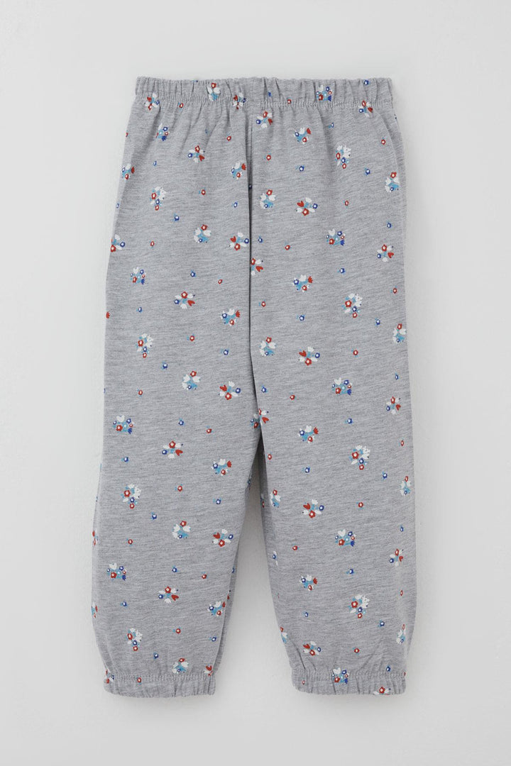 BRE Breeze Kız Bebek Pijama Takımı Renkli Çiçek Desenli 9 Ay-3 Yaş, Gri Melanj - Brixton