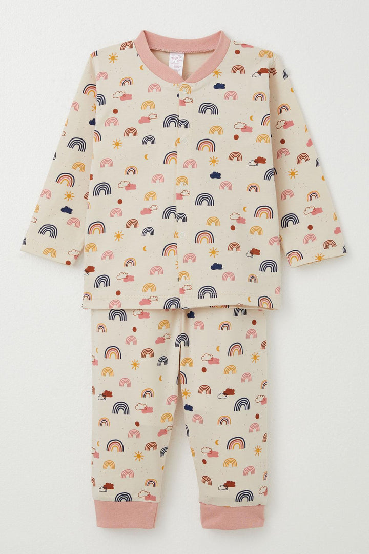 BRE Breeze Baby Girl Pajama Set Colorful Rainbow Patterned 4 Months Year, Salmon - Weston