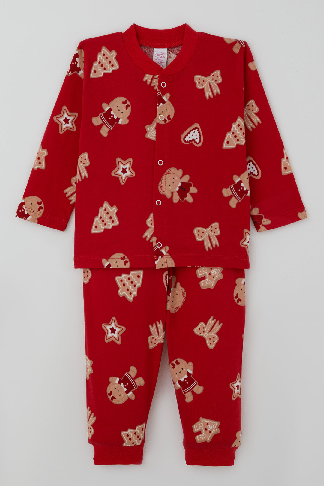 BRE Breeze Kız Bebek Pijama Takımı Sevimli Kurabiye Bebek & Fiyonk Desenli Önden Çıtçıtlı 4 Ay - 1 Yaş , Kırmızı - Gelsenkirchen