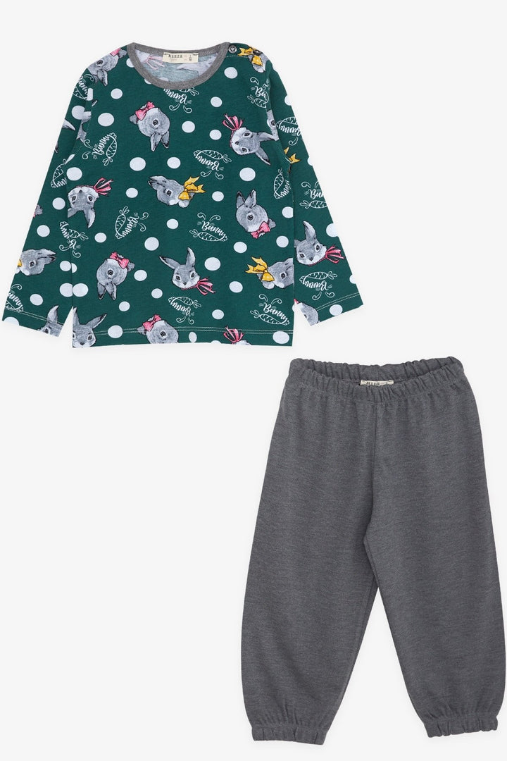 BRE Breeze Girl Baby Pajama Set with Bunny Pattern 9 Months-3 Years, Green - Vaslui