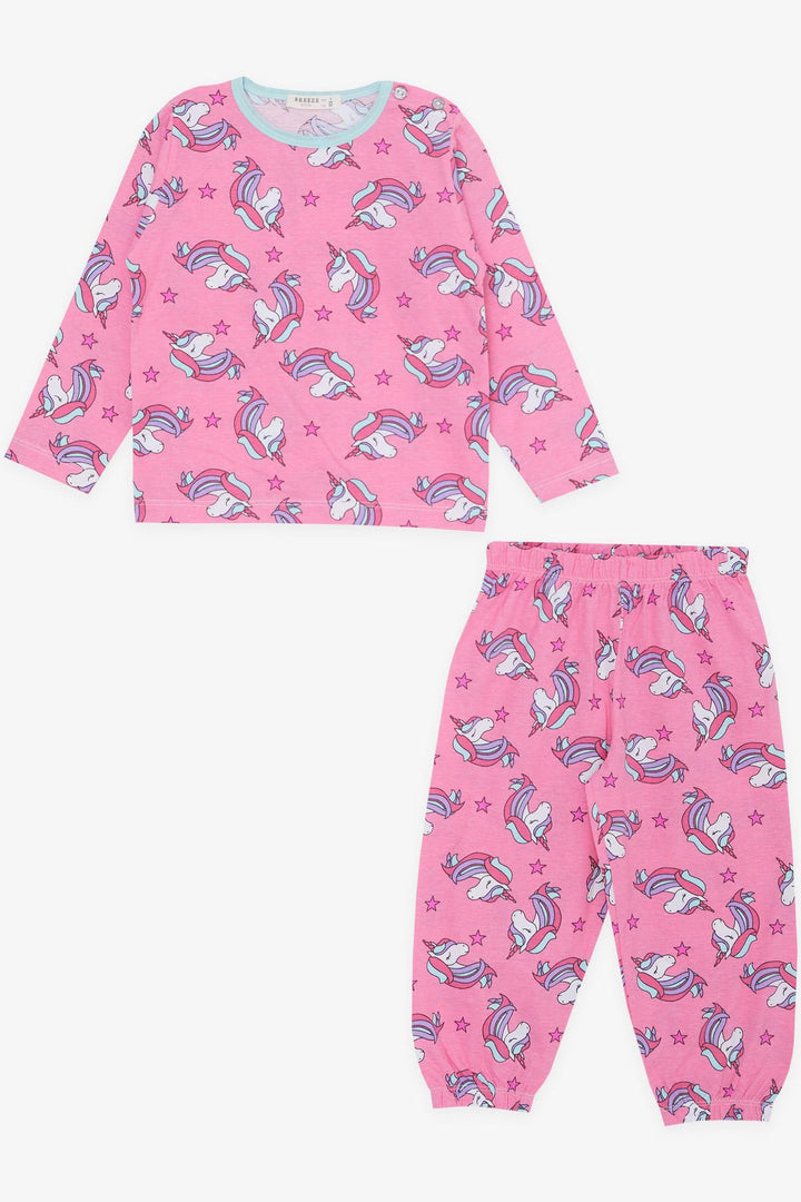 BRE Breeze Girl Baby Pajama Set Unicorn Patterned 9 Months-3 Years, Pink - Arezzo