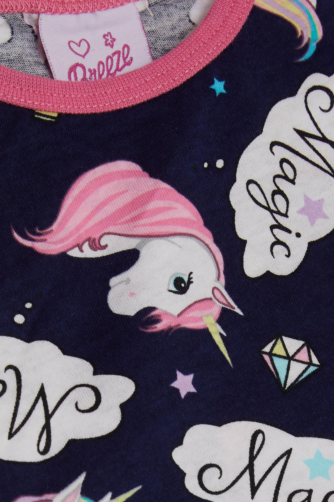 BRE Breeze Girl Baby Pajama Set Unicorn Patterned 9 Months-3 Years, Navy Blue - Pasadena