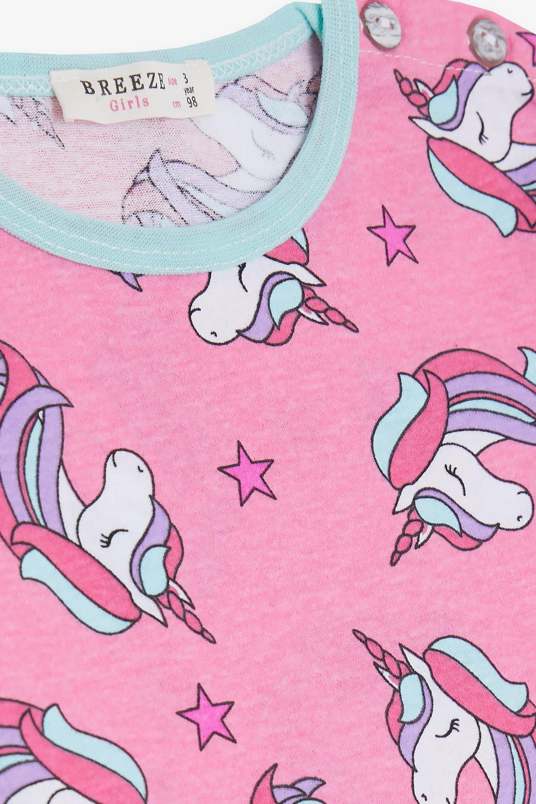 BRE Breeze Girl Baby Pajama Set Unicorn Patterned 9 Months-3 Years, Pink - Arezzo