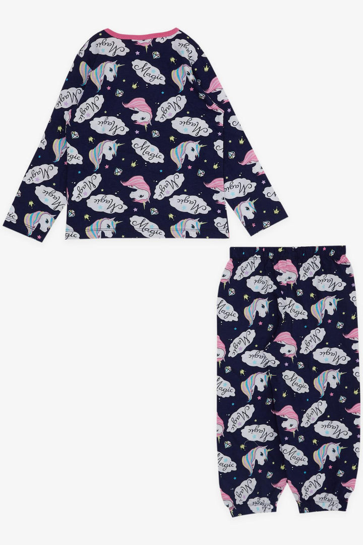 BRE Breeze Girl Baby Pajama Set Unicorn Patterned 9 Months-3 Years, Navy Blue - Pasadena