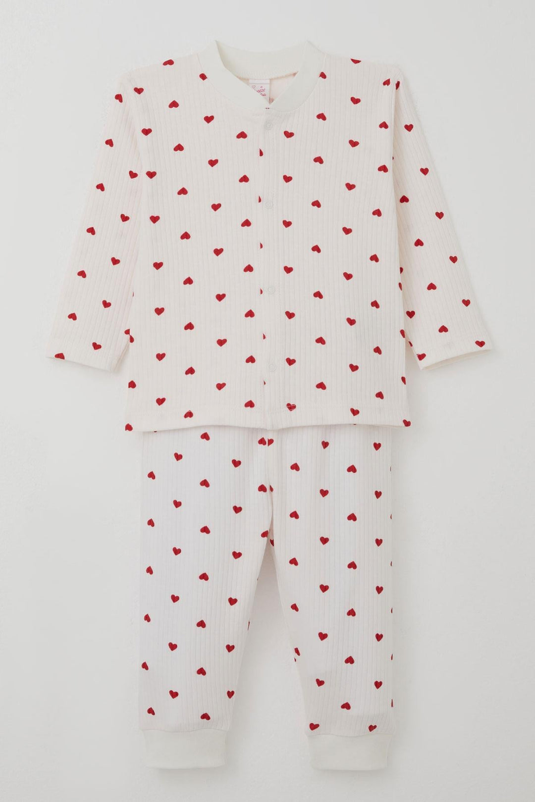 BRE Breeze Baby Girl Pajama Set Heart Patterned Front Snap 4 Months Year, Beige - Granby