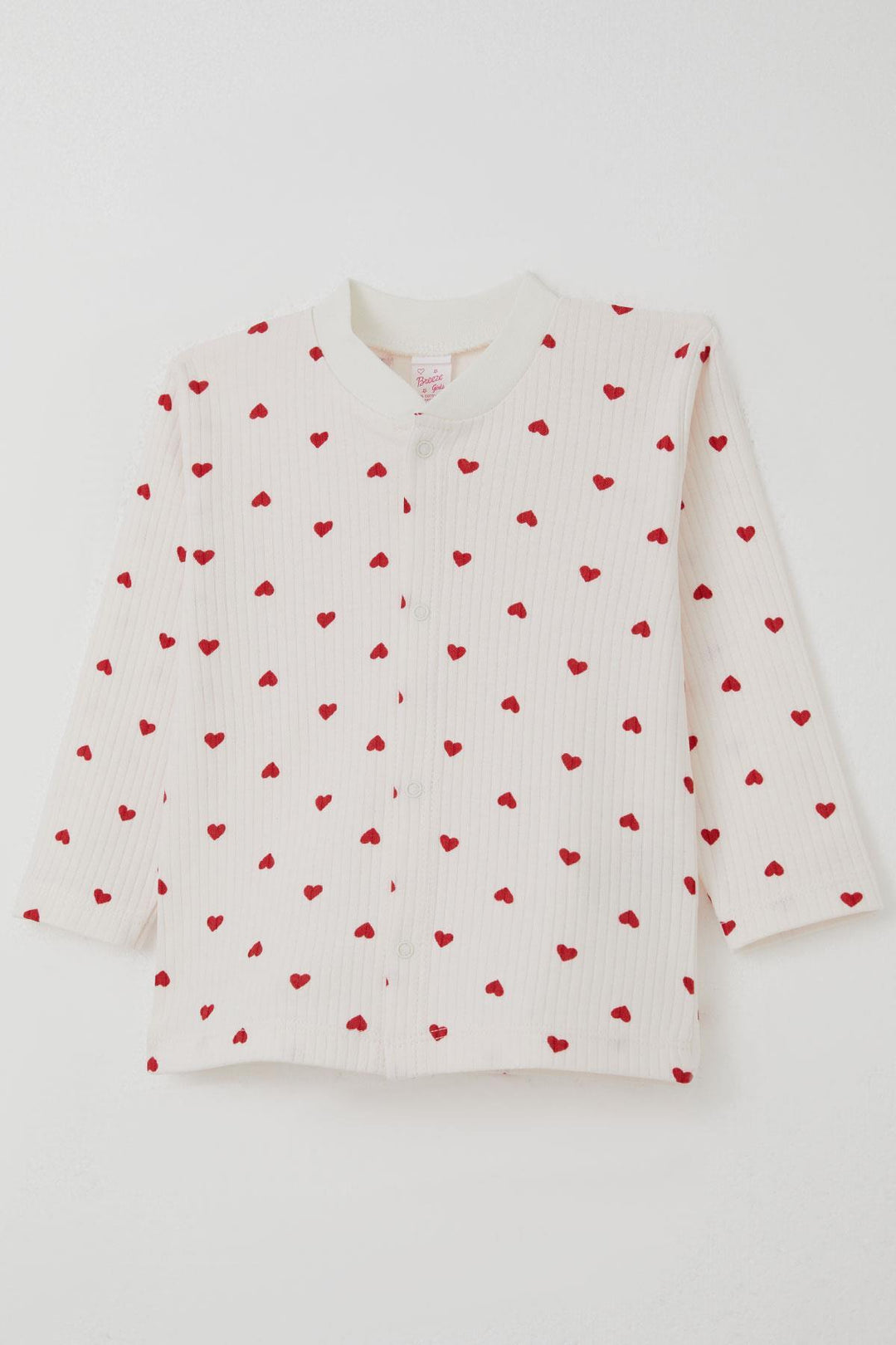 BRE Breeze Baby Girl Pajama Set Heart Patterned Front Snap 4 Months Year, Beige - Granby