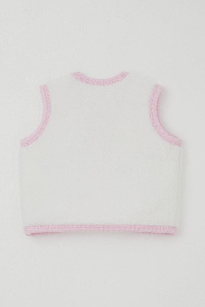 BRE Breeze Baby Girl Fleece Vest with Buttons 0-9 Months, White - Macuspana