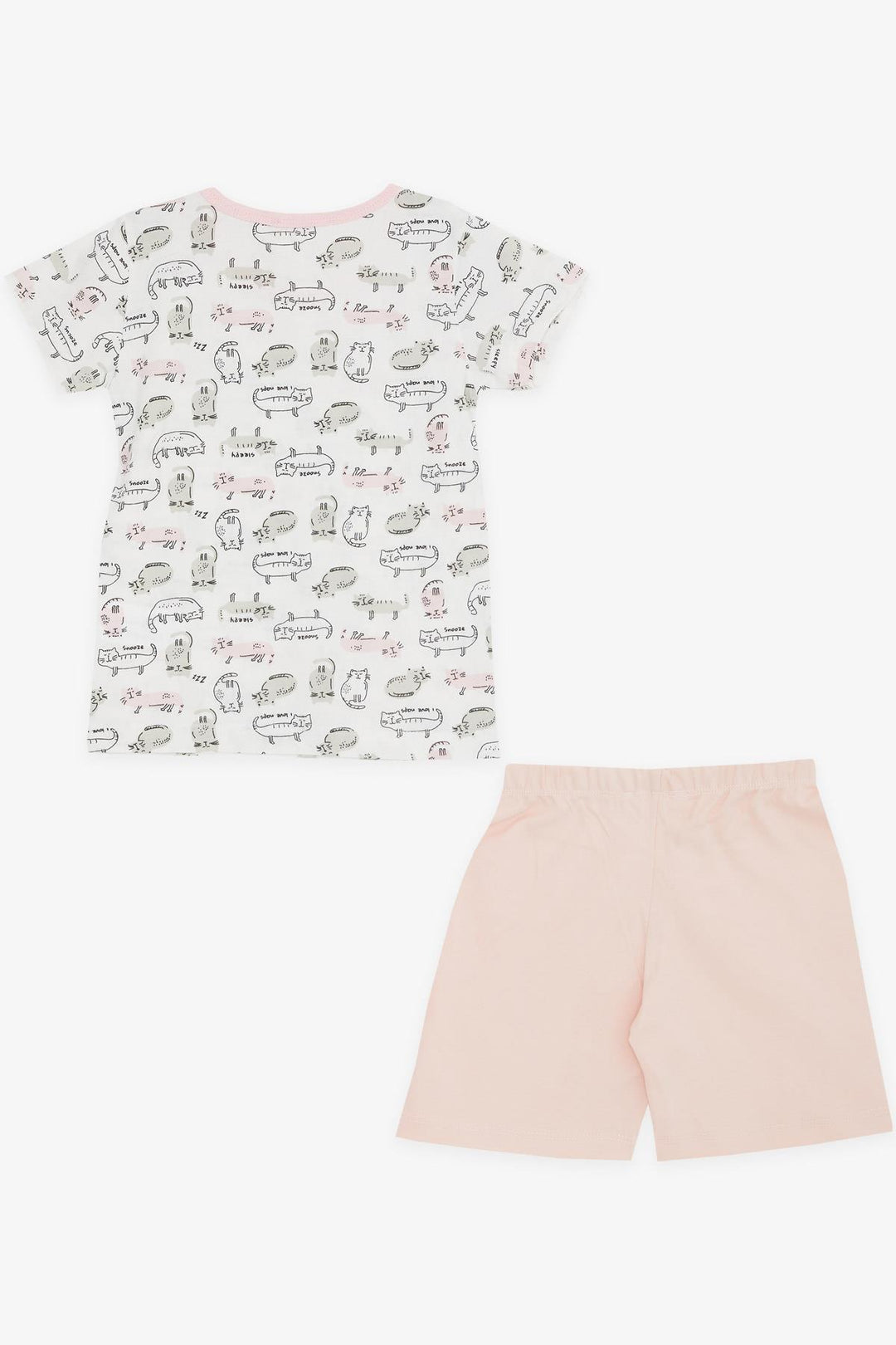 BRE Breeze Girl Baby Short Pyjama Set with Cat Pattern 9 Months-3 Years, White - Beaverton