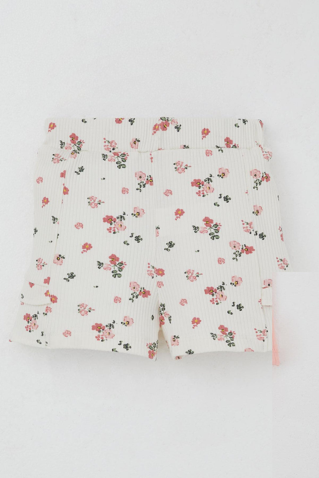 BRE Breeze Baby Girl Shorts Set Flower Printed Butterfly Embroidered Button Accessorized 6 Months-2 Years, Salmon - Avondale