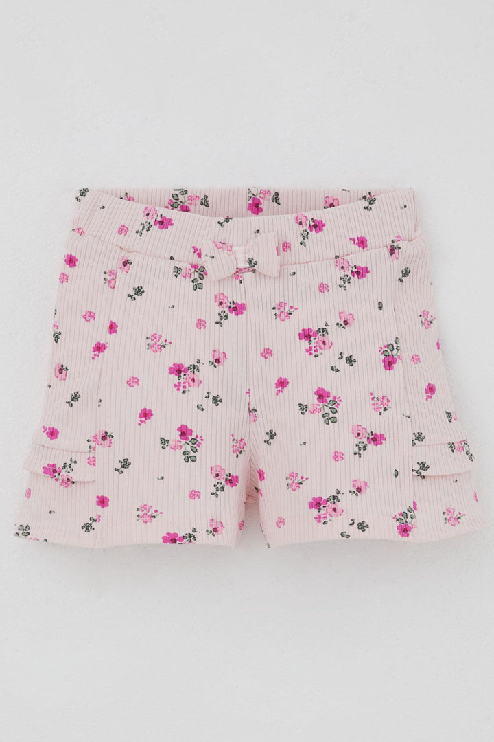 BRE Breeze Baby Girl Shorts Set Flower Printed Butterfly Embroidered Button Accessorized 6 Months-2 Years, Pink - Alcamo