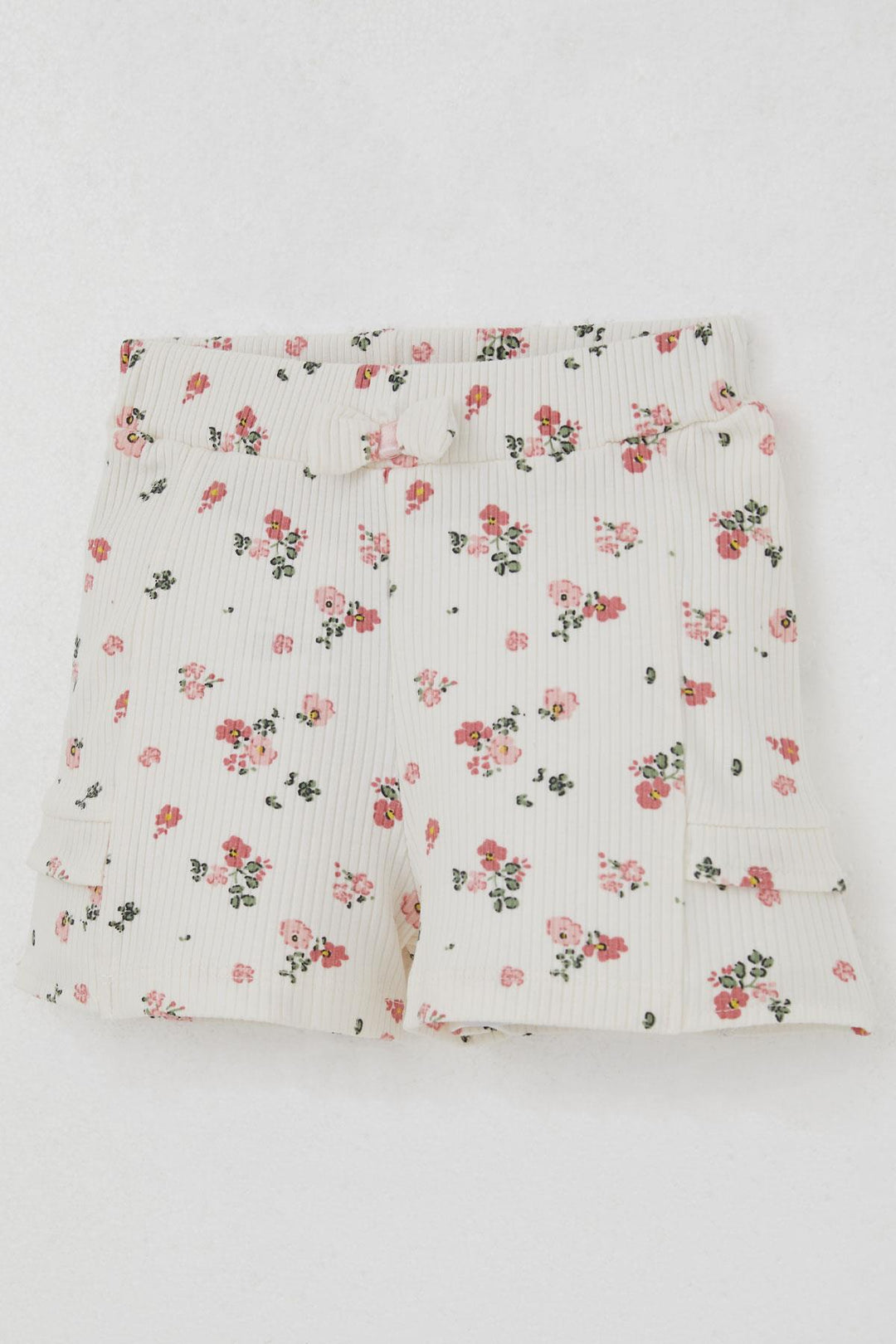 BRE Breeze Baby Girl Shorts Set Flower Printed Butterfly Embroidered Button Accessorized 6 Months-2 Years, Salmon - Avondale