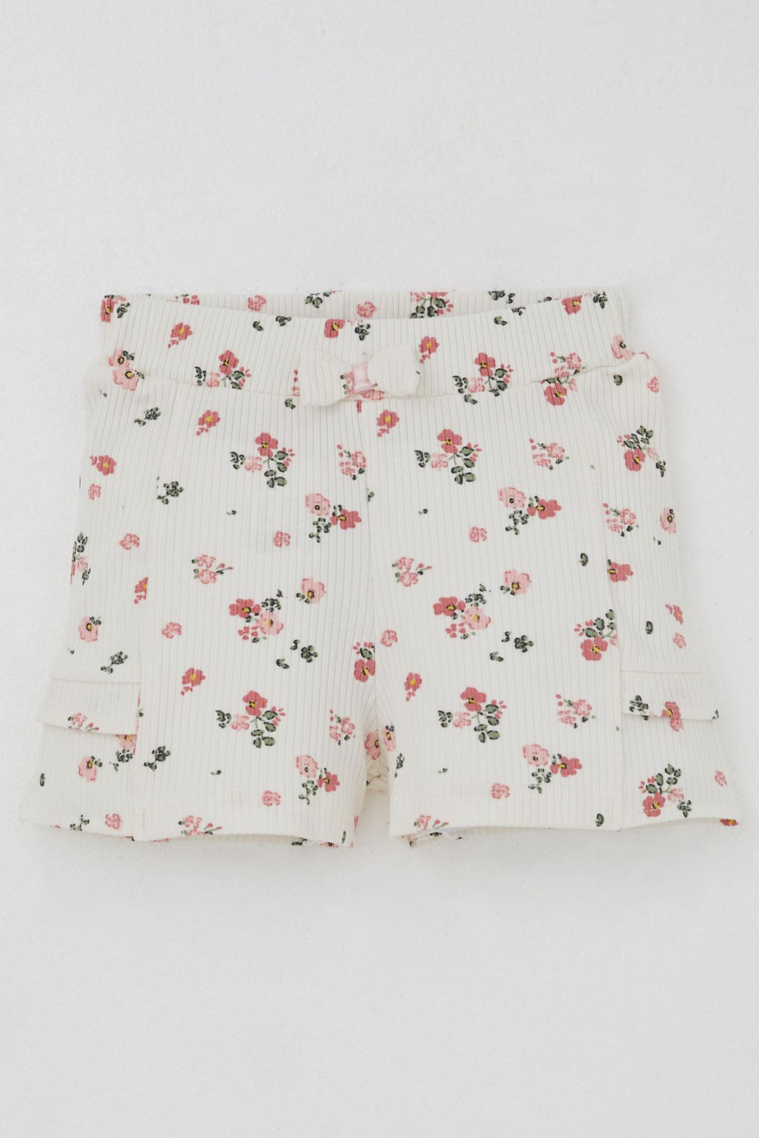 BRE Breeze Baby Girl Shorts Set Flower Printed Butterfly Embroidered Button Accessorized 6 Months-2 Years, Salmon - Avondale