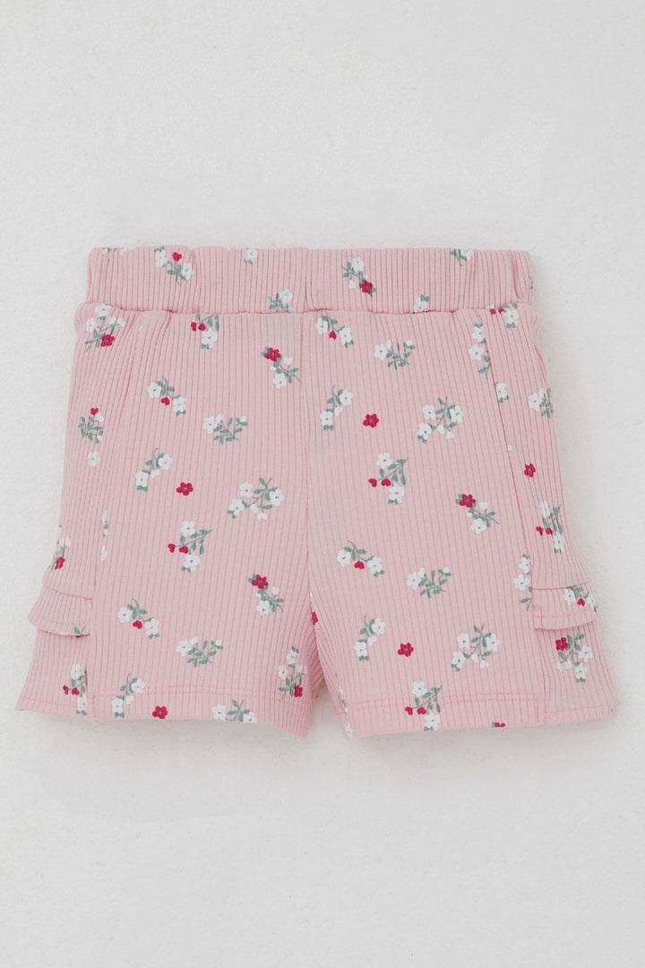 BRE Breeze Baby Girl Shorts Set Flower Printed Butterfly Embroidered Button Accessorized 6 Months-2 Years, Ecru - Melun