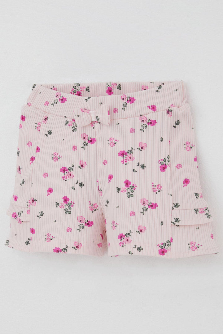BRE Breeze Baby Girl Shorts Set Flower Printed Butterfly Embroidered Button Accessorized 6 Months-2 Years, Pink - Billings