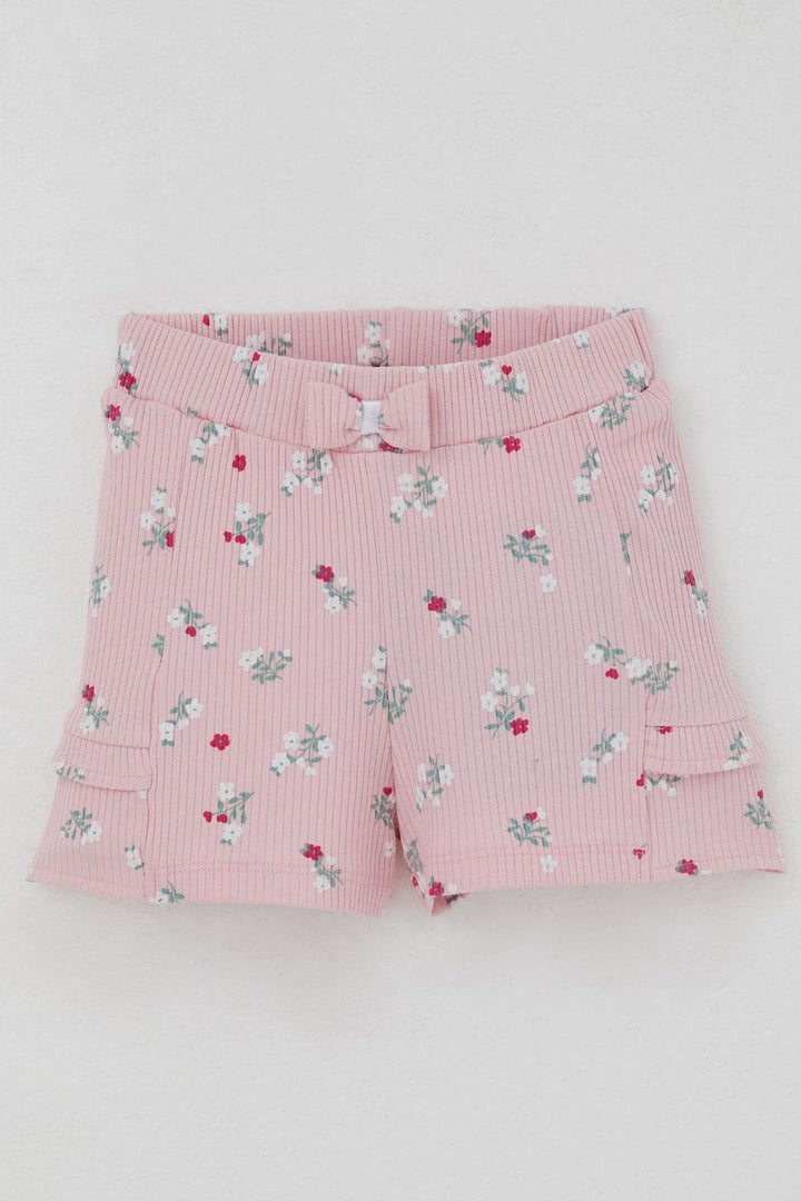 BRE Breeze Baby Girl Shorts Set Flower Printed Butterfly Embroidered Button Accessorized 6 Months-2 Years, Ecru - Melun