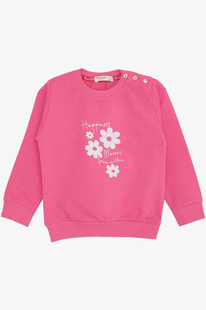 BRE Breeze Girl Baby Sweatshirt Glittery Flower Printed 9 Months-3 Years, Pink - Pflugerville