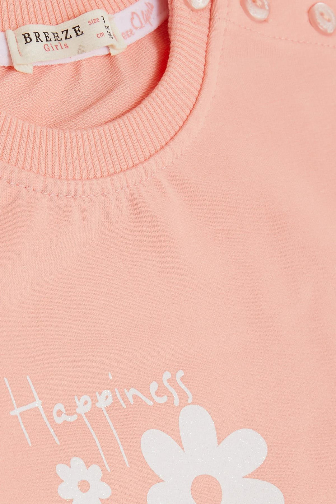 BRE Breeze Girl Baby Sweatshirt Glittery Flower Printed 9 Months-3 Years, Salmon - Villepinte