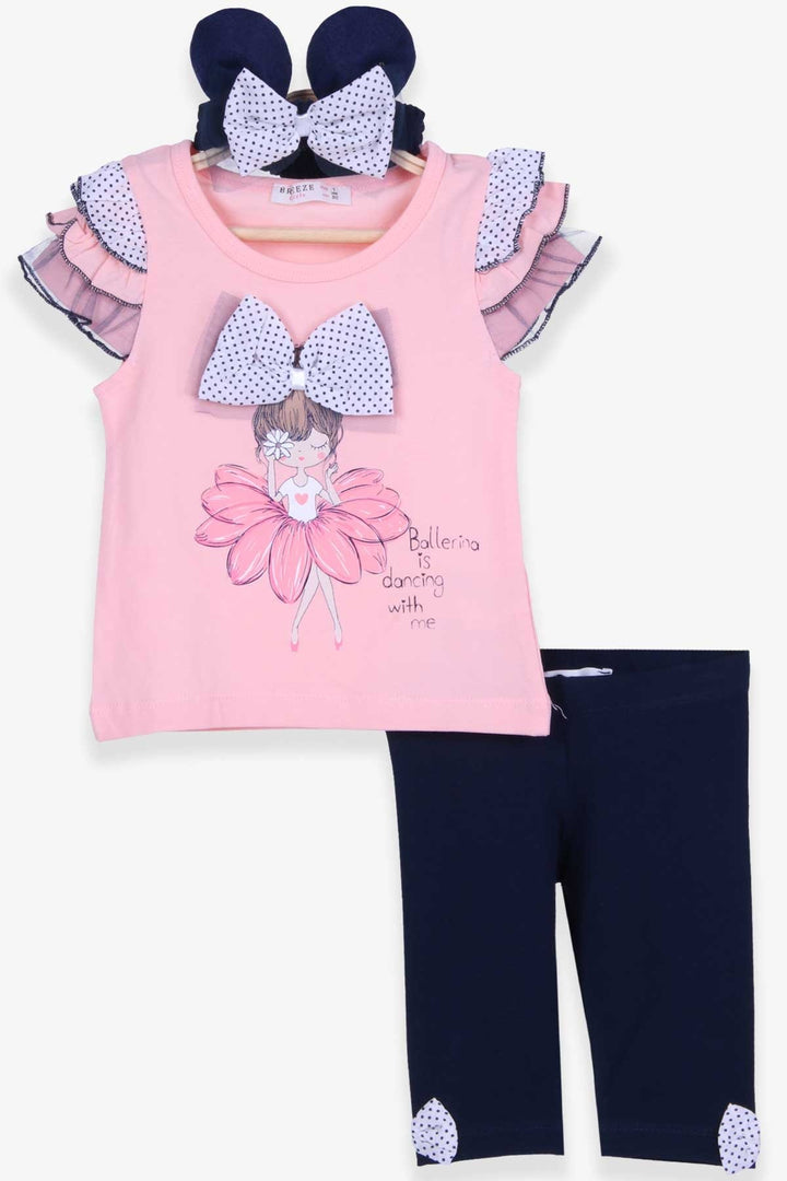 BRE Breeze Girl Baby Leggings Set with Ballerina Printed Bandana, 6 Months-2 Years, Salmon - Andria