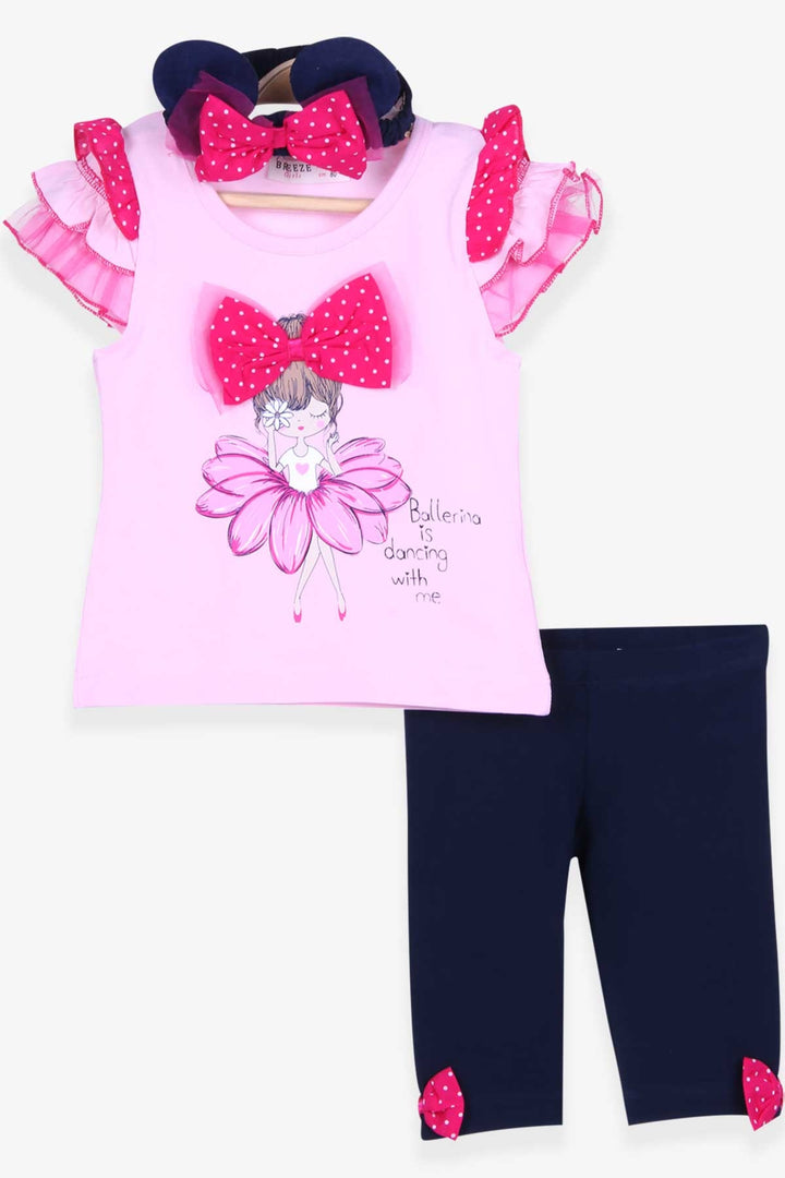 BRE Breeze Girl Baby Leggings Set with Ballerina Printed Bandana, 6 Months-2 Years, Powder - Turnhout