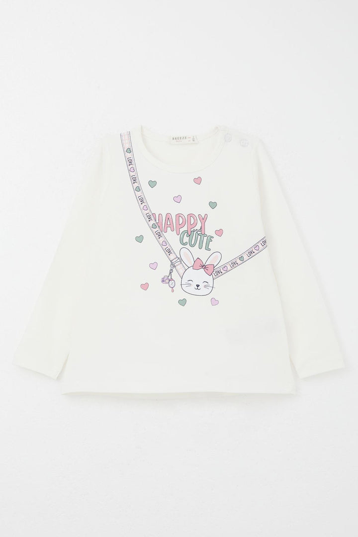 BRE Breeze Girl Baby Leggings Set Happy Bunny Printed Heart 9 Months-3 Years, Ecru - South Miami Heights