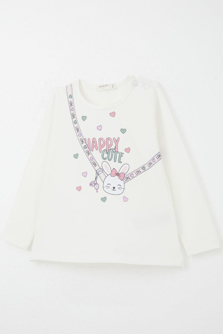 BRE Breeze Girl Baby Leggings Set Happy Bunny Printed Heart 9 Months-3 Years, Ecru - South Miami Heights