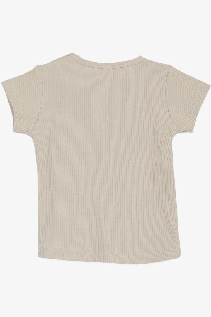 BRE Breeze Girl Baby T-shirt with Lace Embroidered Emblem 9 Months-3 Years, Beige - Amberg