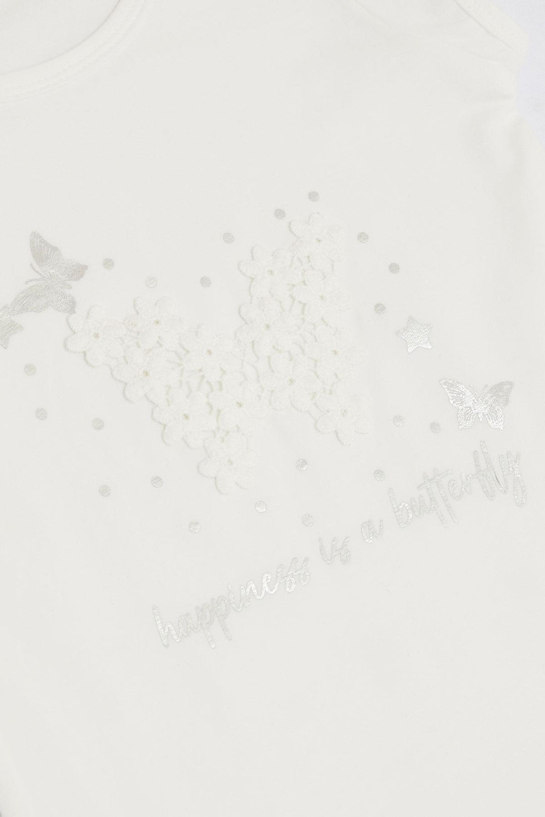 BRE Breeze Girl Baby T-shirt with Butterfly Printed Embroidery 9 Months-3 Years, White - Niederkassel