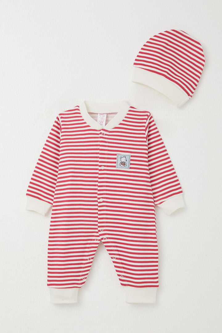 BRE Breeze Baby Girl Romper with Bear Embroidery Striped 0-6 Months, Fuchsia - Huntington Station