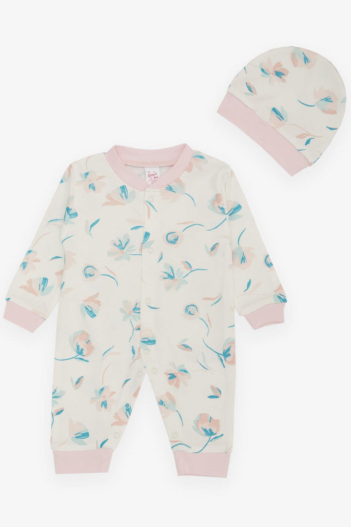 BRE Breeze Baby Girl Romper Spring Themed Flower Patterned 0-6 Months, Ecru - Barnet