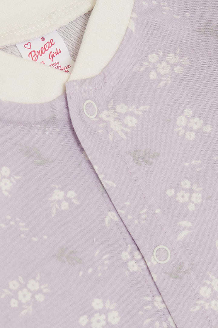 BRE Breeze Baby Girl Romper Spring Themed Flower Patterned 0-6 Months, Light Lilac - Zaandam