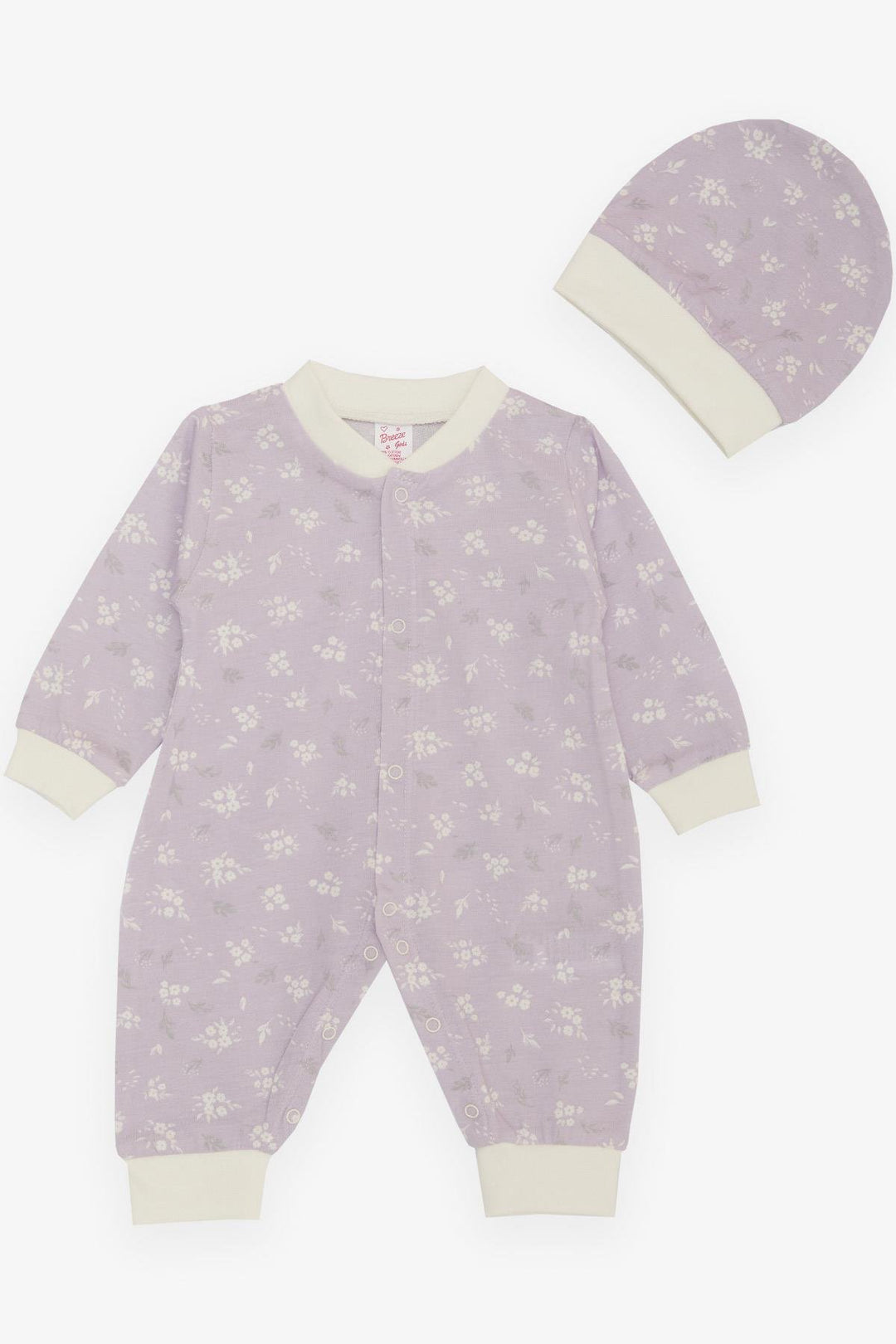 BRE Breeze Baby Girl Romper Spring Themed Flower Patterned 0-6 Months, Light Lilac - Zaandam