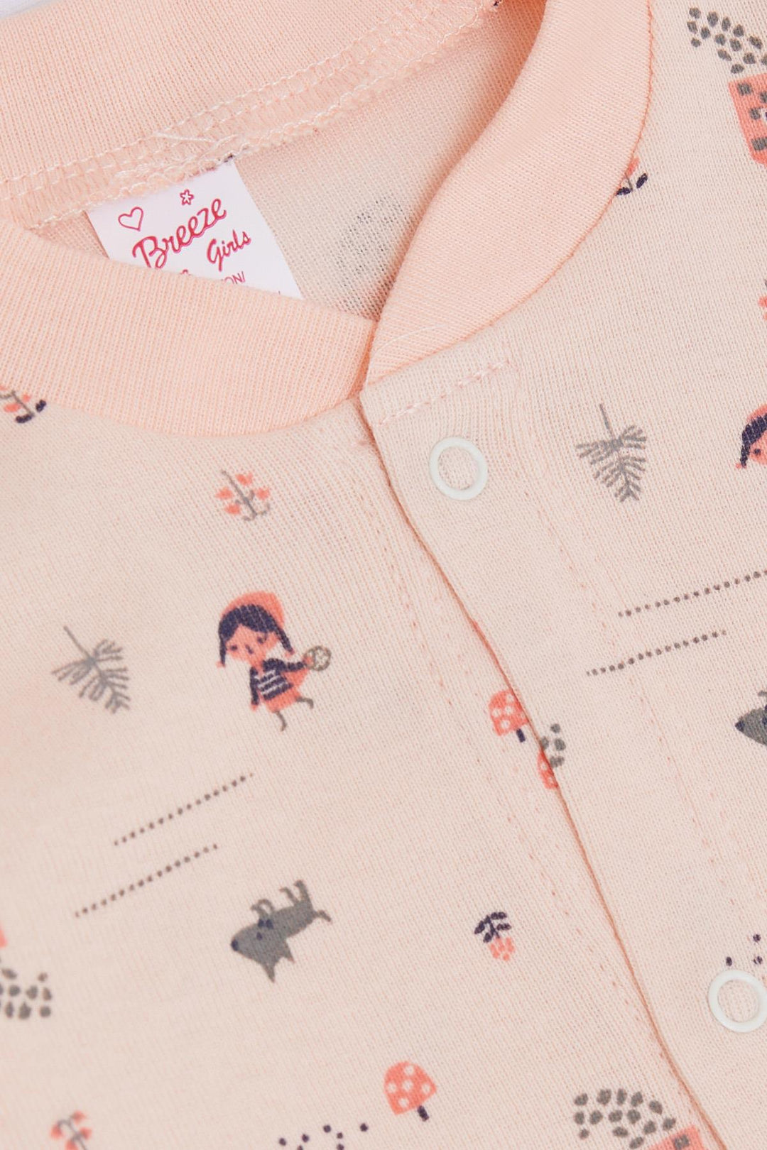 BRE Breeze Baby Girl Romper Spring Themed Cute Girl Patterned 0-6 Months, Salmon - Carolina