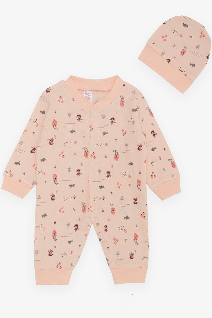 BRE Breeze Baby Girl Romper Spring Themed Cute Girl Patterned 0-6 Months, Salmon - Carolina