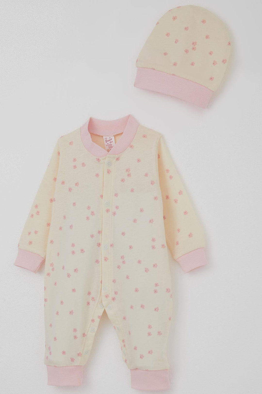 BRE Breeze Baby Girl Romper with Flower Pattern 0-6 Months, Cream - Delicias