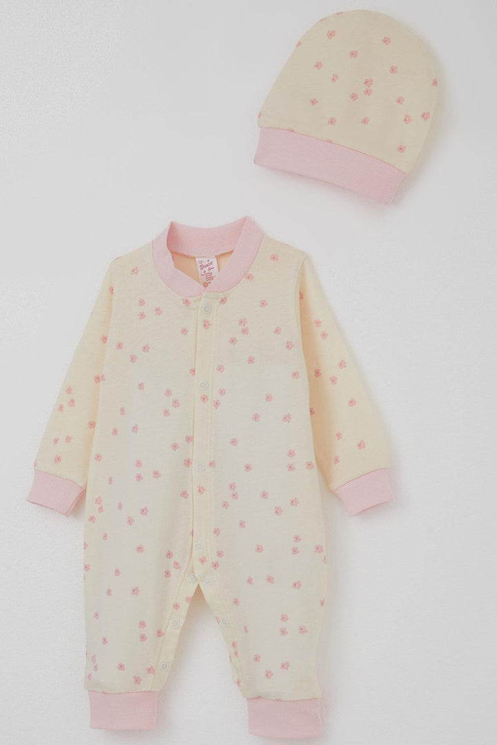 BRE Breeze Baby Girl Romper with Flower Pattern 0-6 Months, Cream - Delicias
