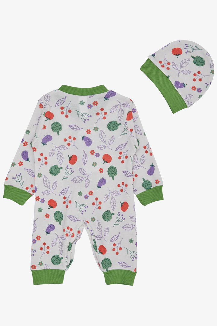 BRE Breeze Baby Girl Romper Flower Themed Vegetable Patterned 0-6 Months, White - Kleve