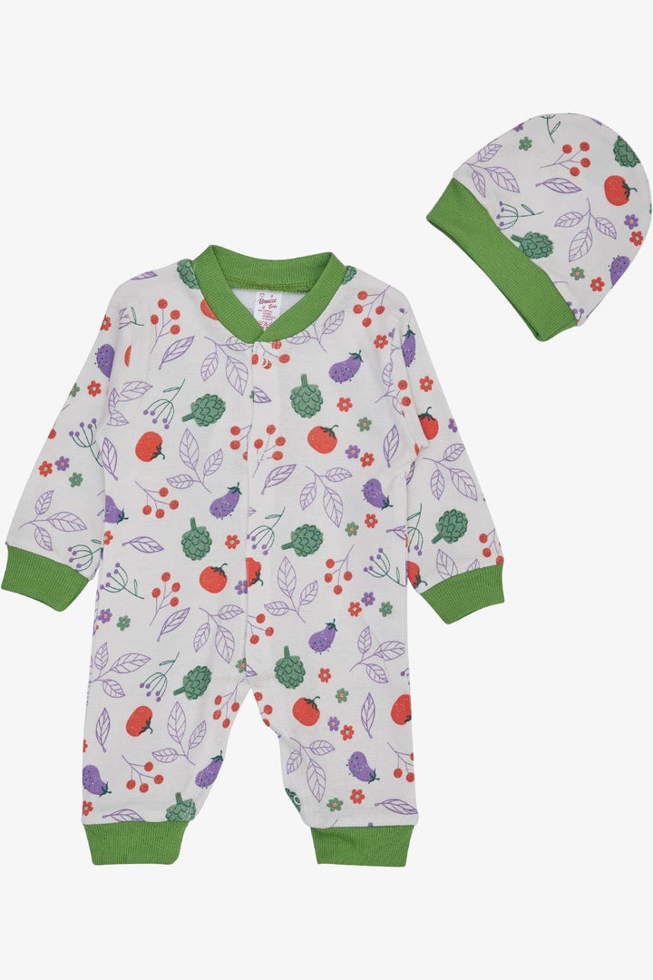 BRE Breeze Baby Girl Romper Flower Themed Vegetable Patterned 0-6 Months, White - Kleve