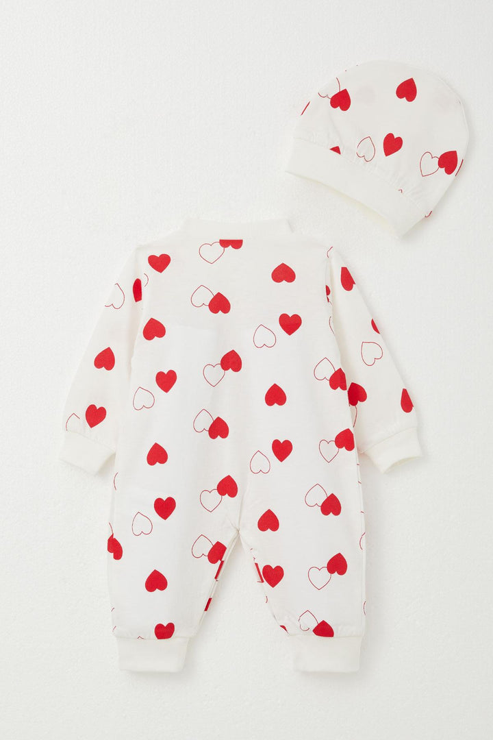 BRE Breeze Baby Girl Romper with Heart Pattern 0-6 Months, Ecru - Galaţi