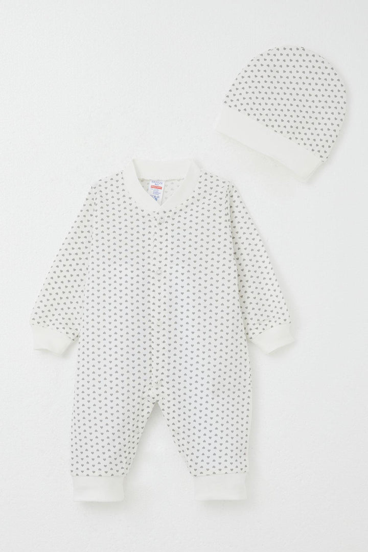 BRE Breeze Baby Girl Romper with Tiny Heart Pattern 0-6 Months, White - Pervomaisk