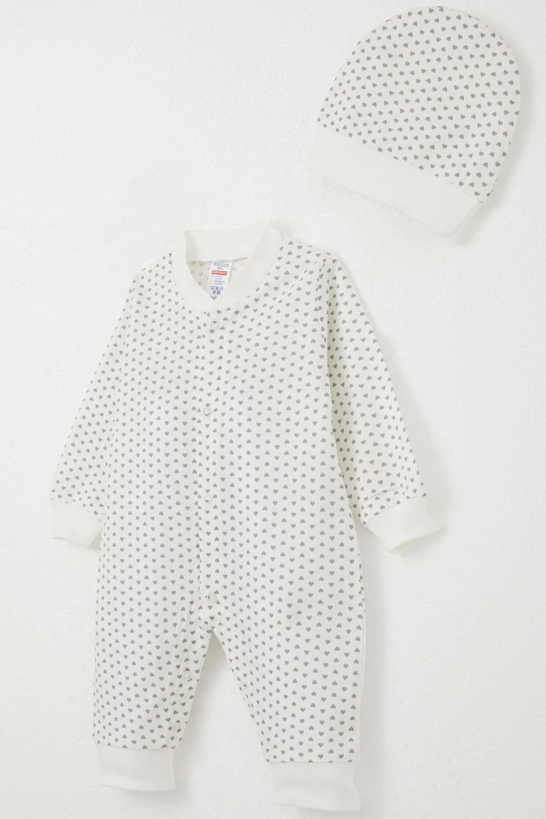 BRE Breeze Baby Girl Romper with Tiny Heart Pattern 0-6 Months, White - Pervomaisk