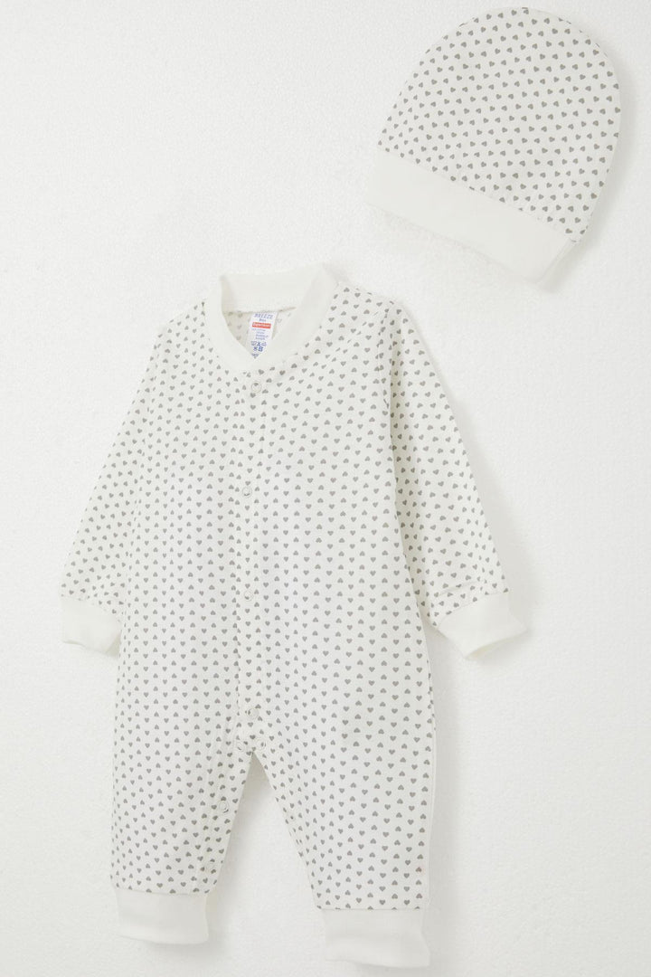 BRE Breeze Baby Girl Romper with Tiny Heart Pattern 0-6 Months, White - Pervomaisk