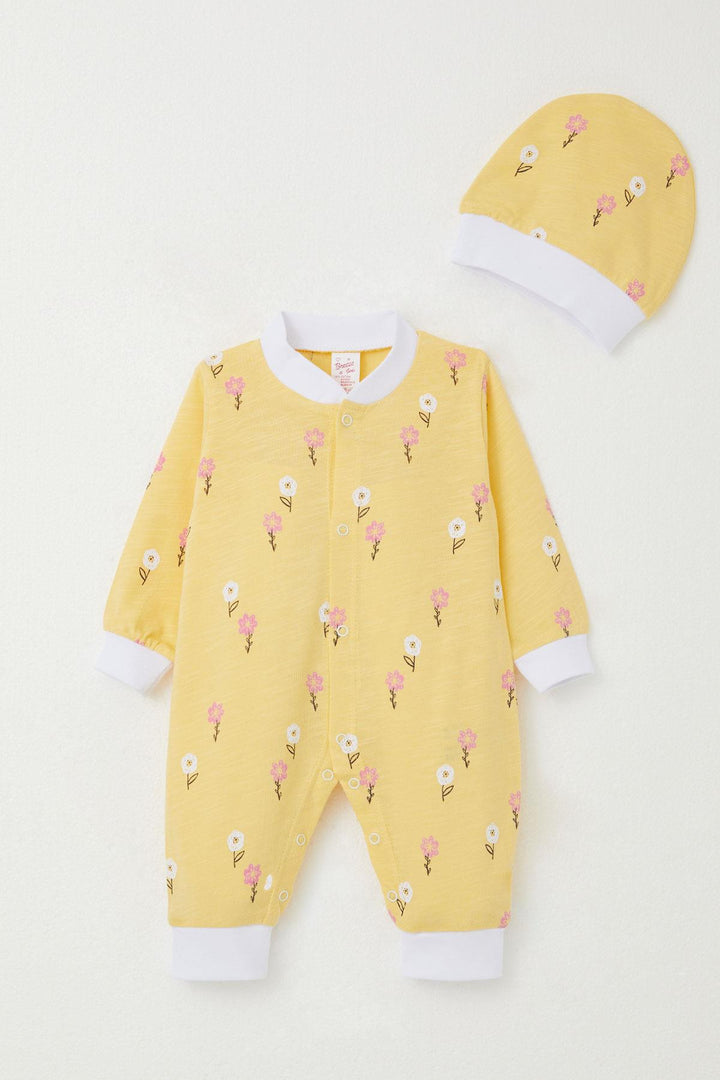 BRE Breeze Baby Girl Romper Colorful Flower Patterned 0-6 Months, Yellow - Moncalieri