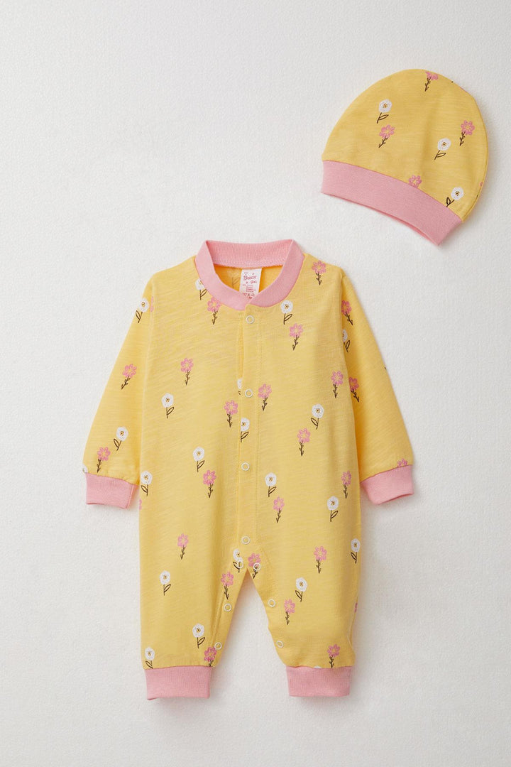 BRE Breeze Baby Girl Romper Colorful Flower Patterned 0-6 Months, Yellow - Murrieta