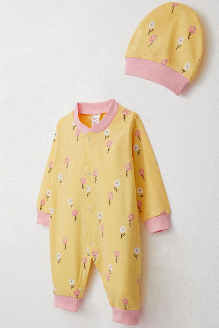 BRE Breeze Baby Girl Romper Colorful Flower Patterned 0-6 Months, Yellow - Murrieta