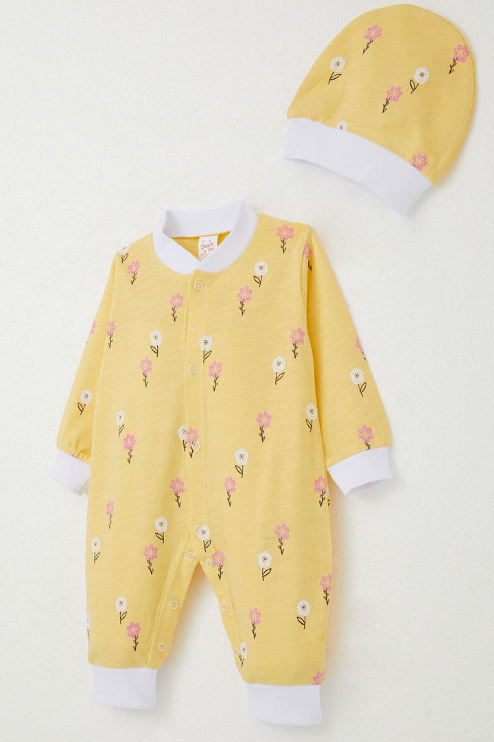 BRE Breeze Baby Girl Romper Colorful Flower Patterned 0-6 Months, Yellow - Moncalieri