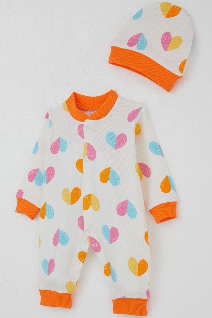 BRE Breeze Baby Girl Romper Colorful Heart World 0-6 Months, Ecru - Schorndorf