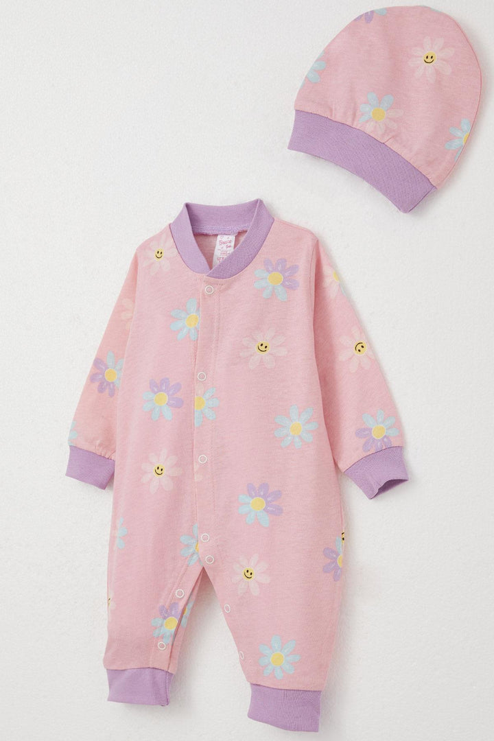 BRE Breeze Baby Girl Romper Colorful Daisy Patterned 0-6 Months, Pink - Cascais