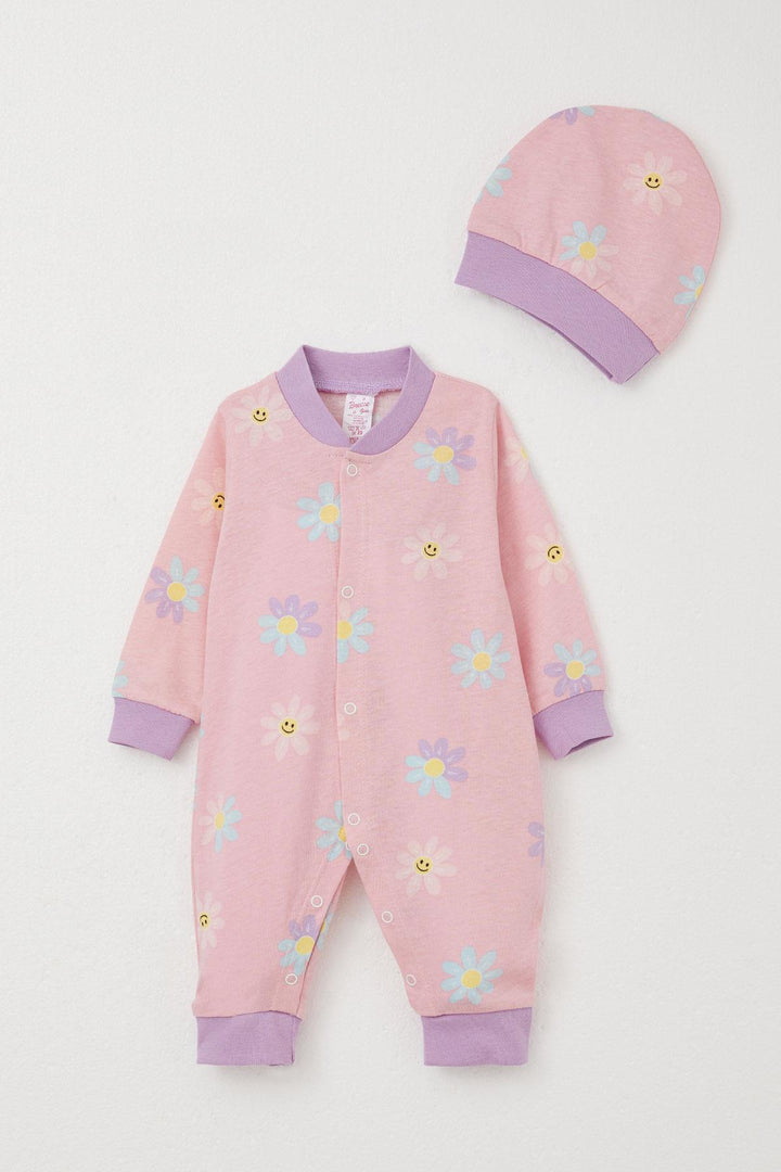 BRE Breeze Baby Girl Romper Colorful Daisy Patterned 0-6 Months, Pink - Cascais