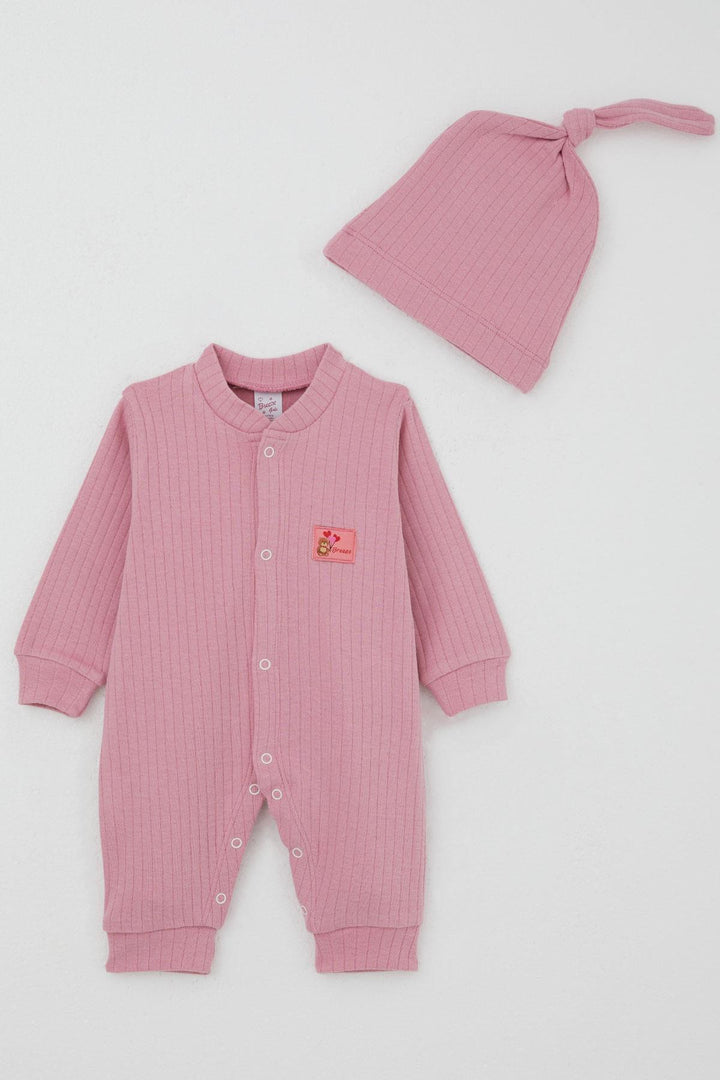BRE Breeze Baby Girl Romper Cute Bear Embroidered 0-6 Months, Pink - Woodstock